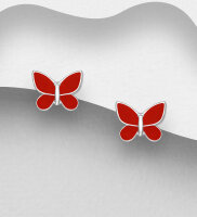 Schmetterling Stecker Ohrringe, 925 Sterling Silber, emailliert, für Kinder