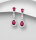 Ohrringe aus 925er Sterlingsilber, verziert mit simulierten CZ Diamanten Violett Rot (Rubin) & Weiß