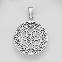 Samen des Lebens mit keltischem Symbolkreis, Kettenanhänger 925 Sterling Silber