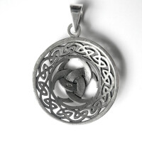 Triskele mit Odins Hörner, Kettenanhänger aus 925 Sterling Silber, geschwärzt