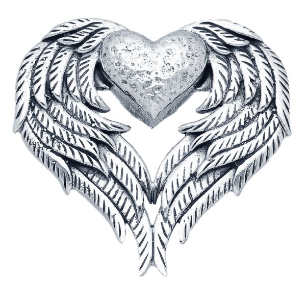 925 Sterling Silber Anhänger, Herz und Flügel bilden ein großes Herz