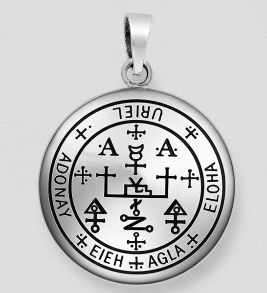 925 Sterling Silber, Amulett mit Siegel der Erzengel, Ketten Anhänger Uriel