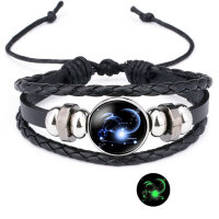 Armband aus Leder mit im Dunkeln leuchtenden Sternzeichen  Skorpion 24.10.-22.11.